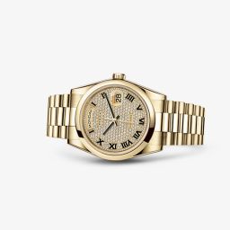 Rolex Day-Date 36 Yellow Gold Domed President Paved (118208-0214)