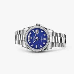 Rolex Day-Date 36 Platinum Diamonds President Lapis Diamonds (118346-0086)