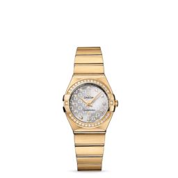 Omega Constellation 27mm Quartz Brushed Yellow Gold / Diamond Bezel / Silver Omega (123.55.27.60.52.002)