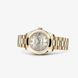 Rolex Datejust 31 Yellow Gold President Silver Diamonds (178248-0039)