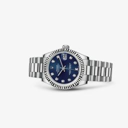 Rolex Datejust 31 White Gold Fluted President Blue Diamonds & Sapphires (178279-0033)