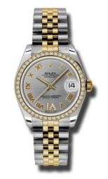 Rolex Datejust Grey Dial Automatic Stainless Steel and 18kt Gold Ladies Watch 178383GRDJ