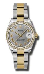 Rolex Datejust Grey Dial Automatic Stainless Steel and 18kt Gold Ladies Watch 178383GRO
