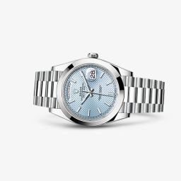 Rolex Day-Date 40 Platinum Ice Blue Diagonal Motif (228206-0004)