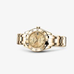 Rolex Datejust Pearlmaster 29 Yellow Gold 12 Diamond Champagne Roman (80318-0060)