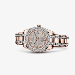 Rolex Datejust Pearlmaster 34 Everose Diamond Paved Roman (81285-0013)