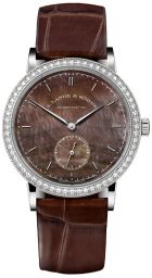 A. Lange and Sohne Saxonia Mother of Pearl Dial 18K White Gold Diamond Ladies Watch 878.038