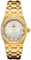 Audemars Piguet Royal Oak Diamond Silver Dial 18 kt Yellow Gold Ladies Watch 67601BA.ZZ.1230BA.01