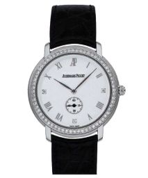 Audemars Piguet White Dial 18kt White Gold Black Leather Unisex Watch 15103BCZZA001CR02