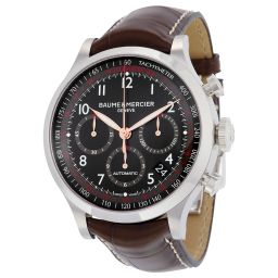 Baume and Mercier Capeland Black Dial Brown Alligator Leather Men's Watch 10067