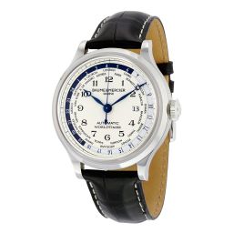 Baume and Mercier Capeland Worldtimer Automatic Off White Dial Black Leather Men's Watch 10106 