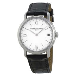 Baume and Mercier Classima Silver Dial Black Leather Ladies Watch 10148