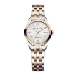 Baume and Mercier Clifton Silver Dial Two Tone Stainless Steel Ladies Watch 10152