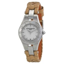 Baume and Mercier Linea Mother of Pearl Dial Beige Leather Ladies Watch 10116