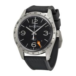 Bell & Ross Vintage Black Dial Black Rubber Men's Watch BRV123-BL-GMT-SRB