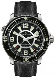 Blancpain 500 Fathoms GMT Automatic Black Dial Canvas Men's Watch 50021-12B30-52B