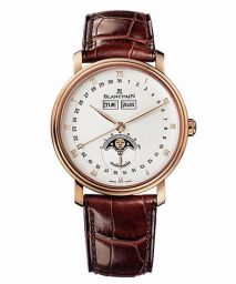 Blancpain Villeret Silver Dial 18kt Rose Gold Brown Leather Men's Watch 6263-3642-55B