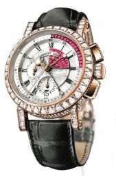 Breguet Marine Chronograph Mother of Pearl 18kt Rose Gold Black Leather Men's Watch 5829BR8R9ZUDD0D