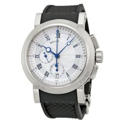 Breguet Marine Silver Dial Black Rubber 18kt White Gold Men's Watch 5827BB125ZU