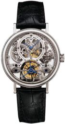 Breguet Tourbillion Skeleton Dial Platinum Dial Black Leather Men's Watch 3355PT00986