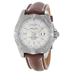 Breitling Galactic 41 Silver Dial Brown Leather Automatic Men's Watch A49350L2-G699BRLT