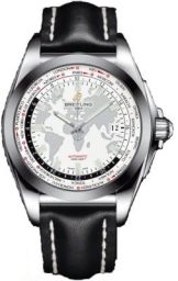 Breitling Galactic Unitime Antarctica White Dial Black Leather Automatic Men's Watch WB3510U0-A777BKLT