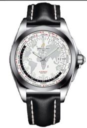 Breitling Galactic Unitime Antarctica White Dial Black Leather Men's Watch WB3510U0-A777BKLD