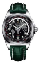 Breitling Galactic Unitime Black Dial Green Crocodile Leather Men's Watch WB3510U4-BD94GRCT