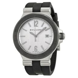 Bvlgari Diagono Silver Dial Black Rubber Men's Watch DG42C6SCVD