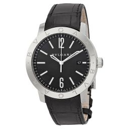 Bvlgari Bvlgari Automatic Black Dial Black Leather Men's Watch BB41BSLD