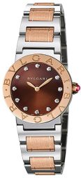 Bvlgari BVLGARI Brown Lacquered Diamond Dial Stainless Steel & 18k Pink Gold 26mm Ladies Watch 102155