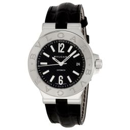 Bvlgari Diagono Black Dial Black Alligator Leather Strap Automatic Men's Watch 101621