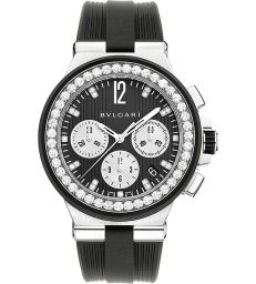 Bvlgari Diagono Black Diamond Dial Chronograph Ladies Watch 101756
