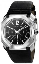 Bvlgari Octo Velocissimo Black Lacquered Polished Dial Chronograph Men's Watch 102103