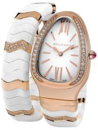 Bvlgari Serpenti Spiga White Lacquered Dial Quartz Ladies Watch 102202