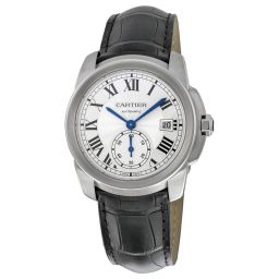 Cartier Calibre de Cartier Silver Dial Black Leather Men's Watch WSCA0003