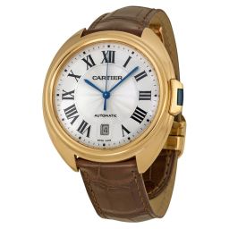 Cartier Cle Silver Flinque Dial 18K Rose GOld Automatic Men's Watch WGCL0004