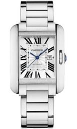Cartier Tank Anglaise Silver Dial 18kt White Gold Ladies Watch W5310024