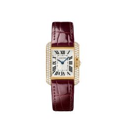 Cartier Tank Anglaise Silvered Flinqué Dial Ladies Watch WT100013
