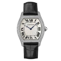 Cartier Tortue Manual Wind Diamond 18 kt White Gold Men's Watch WA503851