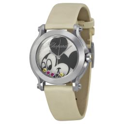 Chopard Happy Sport Happy Mickey Mother of Pearl Dial White Satin Ladies Watch 278509-3045