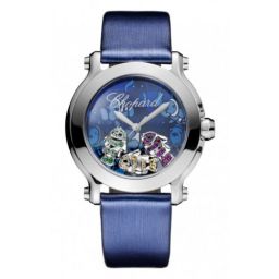 Chopard Happy Sport II Floating Fish Blue Dial Blue Satin Ladies Watch 278475-3049