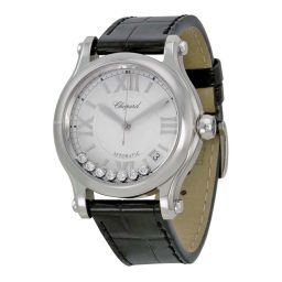 Chopard Happy Sport Medium Automatic Silver Dial Black Leather Ladies Watch 278559-3001
