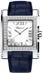 Chopard Happy Sport Square Mother of Pearl Dial Blue Leather Ladies Watch 28/8448-2001