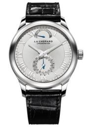 Chopard L.U.C Quattro Silver Dial White Gold Black Leather Men's Watch 161926-1001
