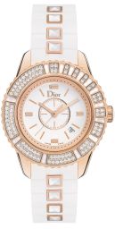 Dior Christal White Dial 18kt Rose Gold Ladies Watch CD113170R001