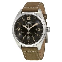 Hamilton Khaki Field Mechanical Black Dial Green Leather Men's Watch H70505833