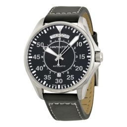 Hamilton Khaki Pilot Automatic Black Dial Black Leather Men's Watch H64615735