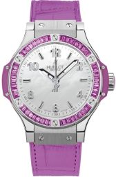 Hublot Big Bang Mother of Pearl Dial 48 Amethyst Baguettes Purple Rubber Unisex Watch 361.SV.6010.LR.1905