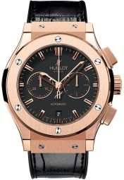 Hublot Classic Fusion Black Dial 18 Carat Rose Gold Case Black Leather Band Automatic Men's Watch 541.OX.1180.LR